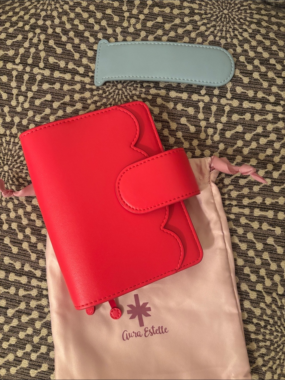Aura Estelle Passport Size Travelers Notebook Planner Cover Cherry Red NEW